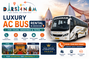 Luxury AC Bus Rental in Deoghar for Tours, Weddings & Yatra