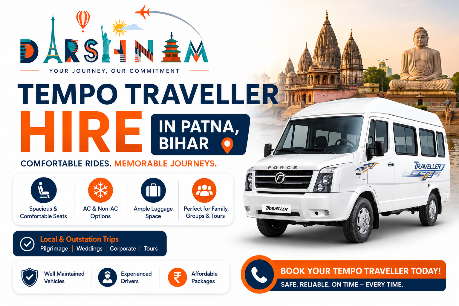 Tempo Traveller Hire In Patna, Bihar - On Rent Call On 7004499684
